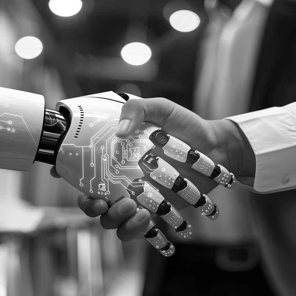 Handschlag zwischen Mensch und Roboter